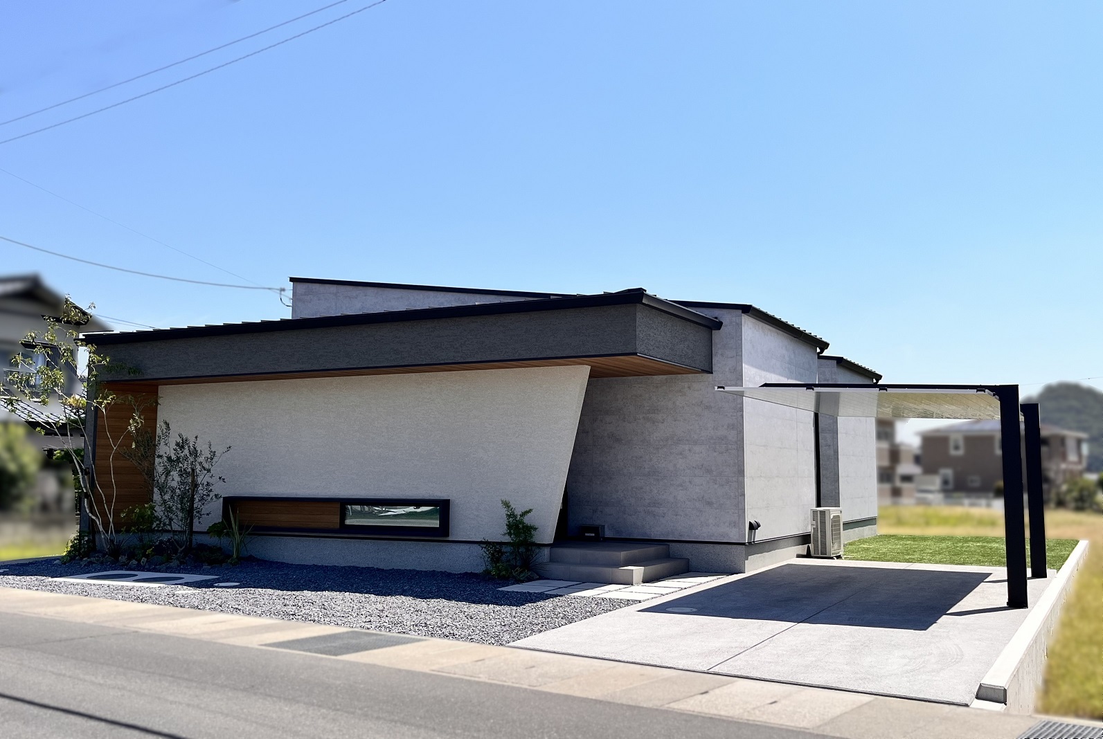 香川県高松市のお庭施工例｜洗練されたモダン外構とLIXIL SCカーポート